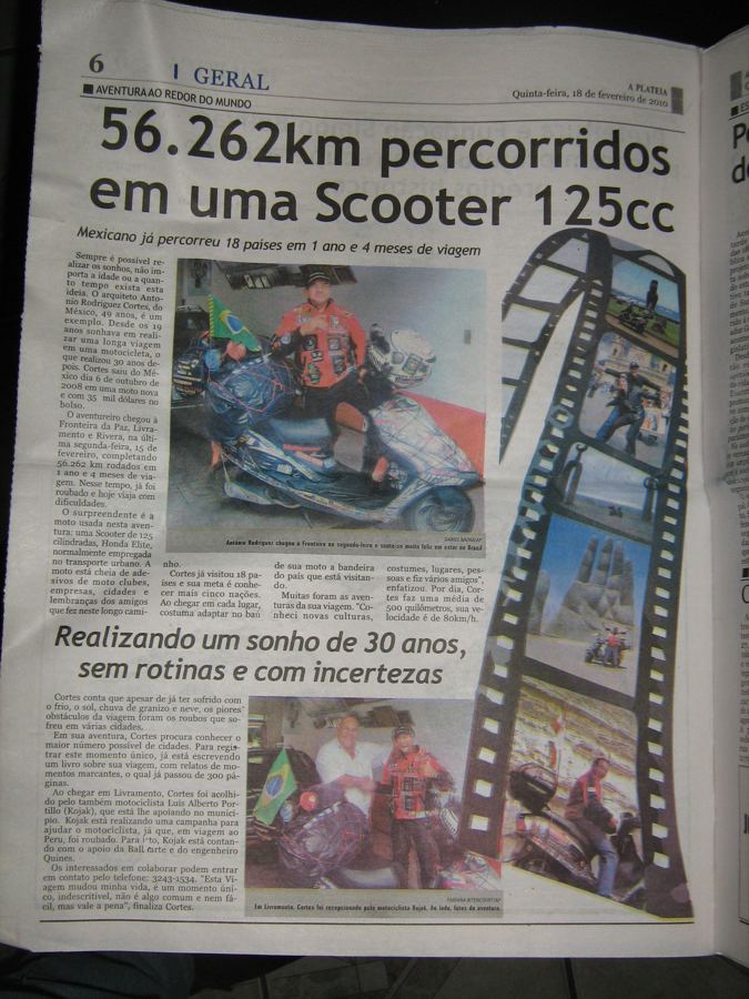 Prensa de Brasil: 56.262 km percorridos em uma Scooter 125cc